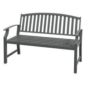 Outsunny 46" Outdoor Garden Bench Gray Metal Steel Slatted Frame for Stylish Patio Park Porch Lawn Yard Deck