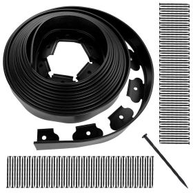 66 ft. No-dig Garden Edging Kit Plastic Garden Border with 120 Stakes 2 in. Tall Border Edging for Garden Lawn Black