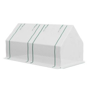 Outsunny Portable Garden Hot House 6x3x3 ft with Two PE/PVC Covers 2 Roll Up Windows Clear