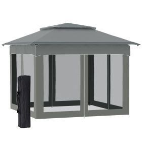Outsunny 11' x 11' Pop Up Canopy, Outdoor Patio Gazebo Shelter with Removable Zipper Netting