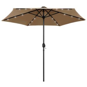 Garden Parasol with LED Lights and Aluminum Pole 106.3" Taupe