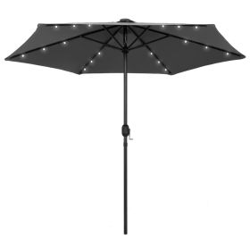 Garden Parasol with LED Lights and Aluminum Pole 106.3" Anthracite