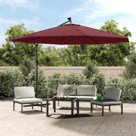 Cantilever Garden Parasol with LED Lights Bordeaux Red 137.8"