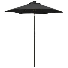 Garden Parasol with LED Lights Black 78.7"x83.1" Aluminum