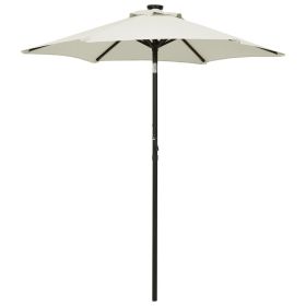 Garden Parasol with LED Lights Sand 78.7"x83.1" Aluminum