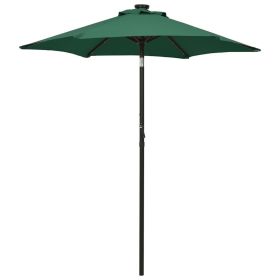 Garden Parasol with LED Lights Green 78.7"x83.1" Aluminum