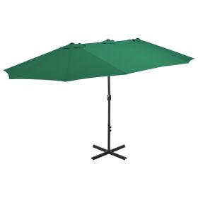 Garden Parasol with Aluminum Pole 181.1"x106.3" Green