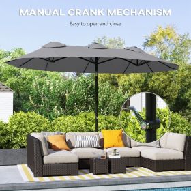 Double Sided Patio Umbrella, 9.5' Large Outdoor Market Umbrella with Push Button Tilt and Crank, 3 Air Vents and 12 Ribs, for Garden, Deck, Pool,