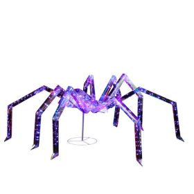 3ft Prism Spider, Illusion, 340 Purple Copper Wire Light, 4.5V 3.6W Halloween Standing Decoration US Specification (Color: PURPLE)