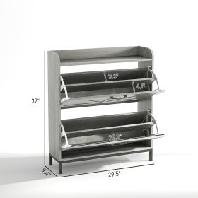 Shoe Cabinet Organizer With 2 Flip Drawers, Legs, Narrow Shoe Storage Cabinet For Entryway, Hallway, Light Gray (Option: Gray)