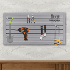 PVC Slat Wall Panels , 4ft X 2ft Garage & Home Storage System , Heavy Duty Interlocking Design , Graphite Finish , 8 Sqft Coverage (Option: Gray)