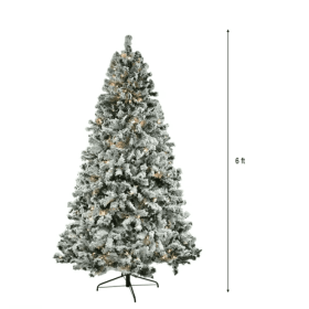6 FT Pre-lit Snow Flocked Christmas Tree (Option: Style1)