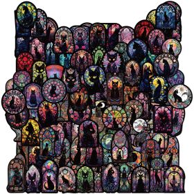 Gothic Black Cat Stickers, Graffiti Decals, Gothic Accessories, Scrapbook Stickers For Laptop, Skateboard, Water Bottle, Luggage, Phone, For Teen (Option: 100PCS)