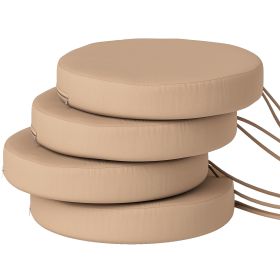 Patio Chair Cushions Set Of 4 Round Seat Cushions For Dining Bistro Chairs Machine Washable, 15 X 15 X 3, Khaki (Color: Khaki)
