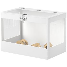 Hamster Cage With Openable Top & Lock, Hut, Transparent Acrylic Panels, Accessories, Fo Hamster Gerbil, White (Color: White)