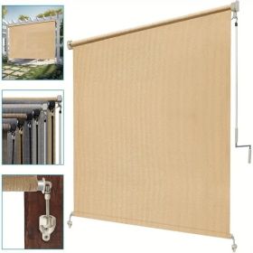 Outdoor Sun Shade Screen for Patio Gazebo Porch Cordless Roll Up Design UV Protection Roller Blind for Deck Balcony Backyard Garden Pergola Priva (Color: Sesame, size: 96*96inch)