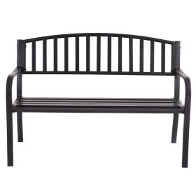 50 Inch Patio Garden Bench Loveseats for Outdoor (Color: Black)