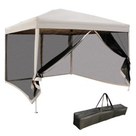 210D Oxford 10' x 10' Pop Up Canopy Tent with Netting, Instant Screen Room House, Tents for Parties, Height Adjustable, with Carry Bag, for Outdo (Color: as Pic)