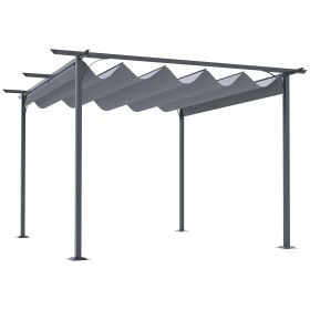 Outsunny 11.5' x 11.5' Retractable Pergola Canopy, Outdoor UV Protection & Sun Shade, Steel Frame for Garden, Grill, Patio, Backyard, Gray (Color: as Pic)